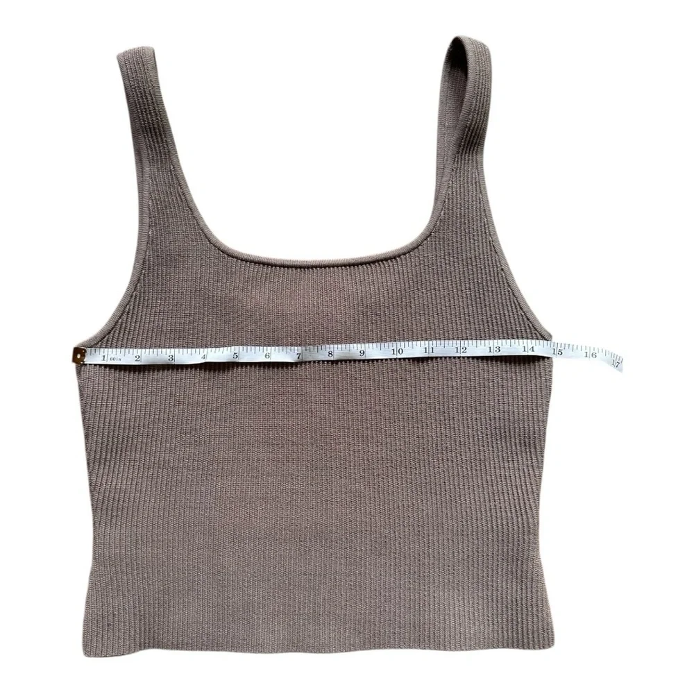Babaton Taupe Fitted Crop Tank Top - Picture 3 of 6